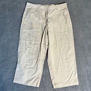 Eddie Bauer Wide Leg Capri Pants Womens Size 8P Petite Coastal Minimalist Casual